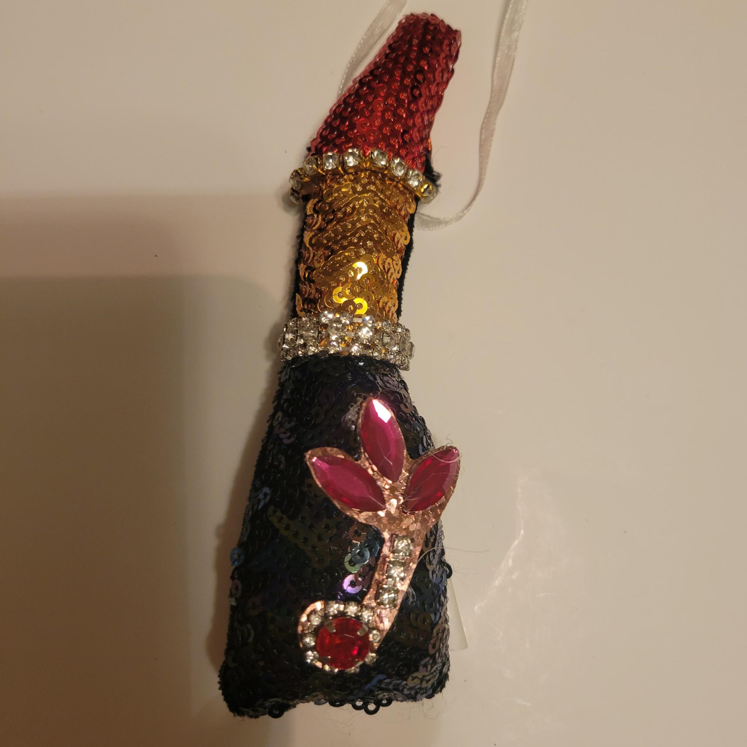 Holiday Lane Fashion Week Sequined Red Lipstick Christmas Makeup Ornament