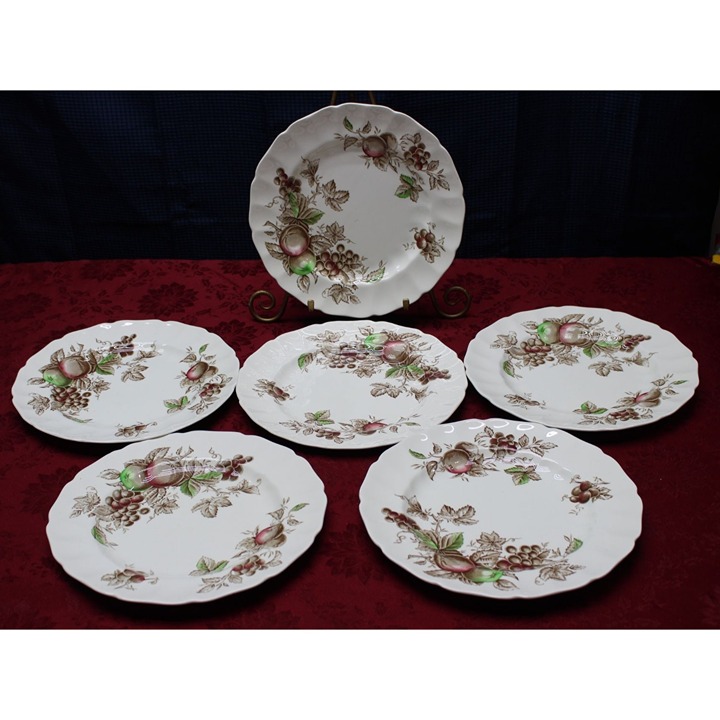 Set of 6 Vtg 1940's Johnson Brothers Harvest time 10 in plates