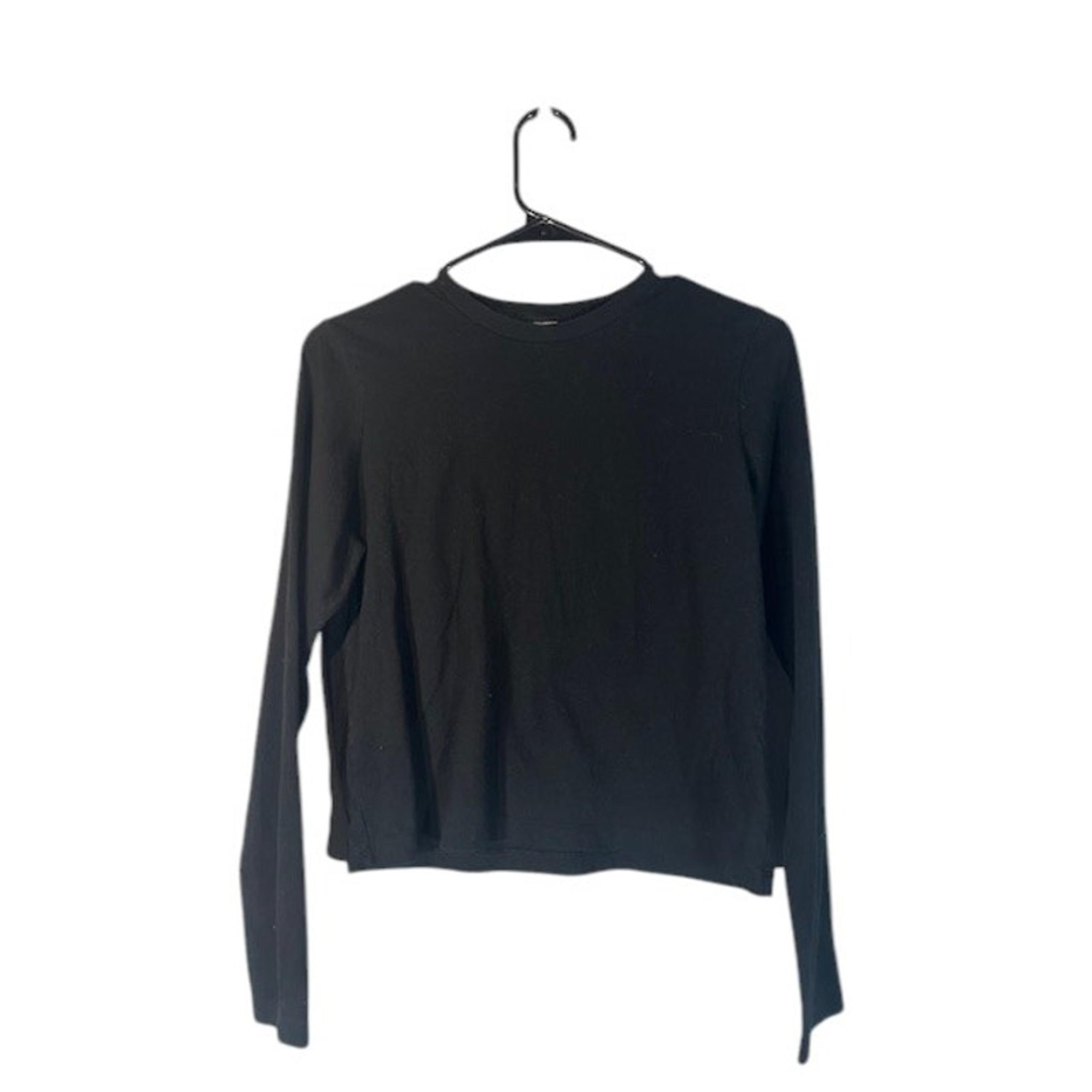 PINK Victoria's Secret Black Long Sleeve Crew Neck Casual T-Shirt Women Small
