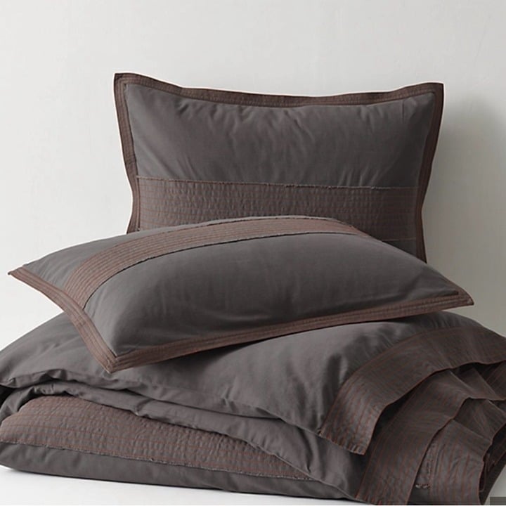 Restoration Hardware STITCHED APPLIQUÉ STRIPE SHAM- NWT- Gray- EURO Size