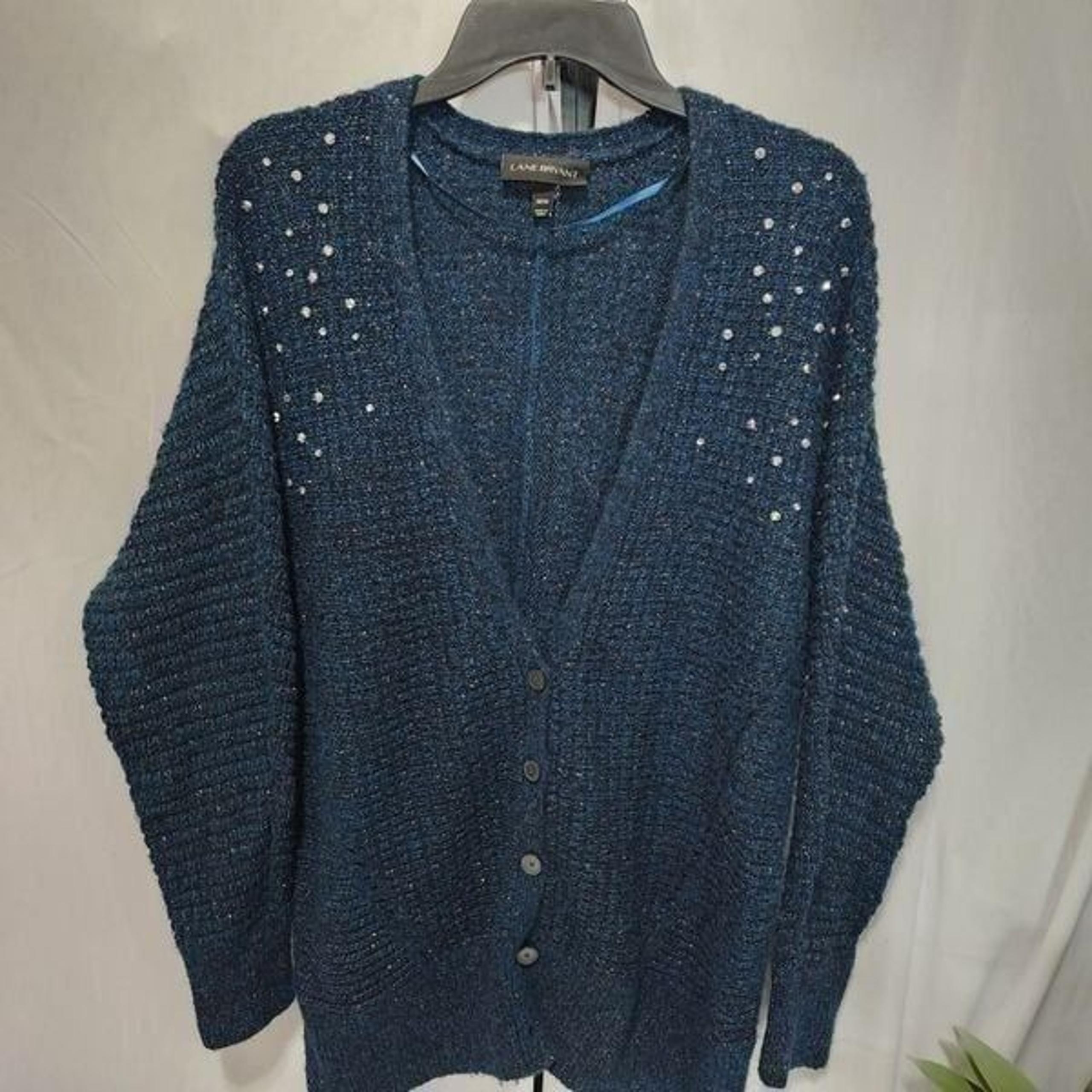 Lane Bryant Cardigan Women's Size 18/20 Blue/teal, Rhinestone