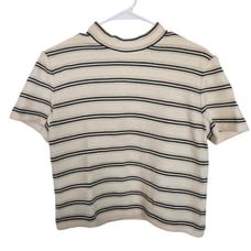 St. John Knit Striped Metallic Wool Blend Top 8 Quiet Luxury Designer Office