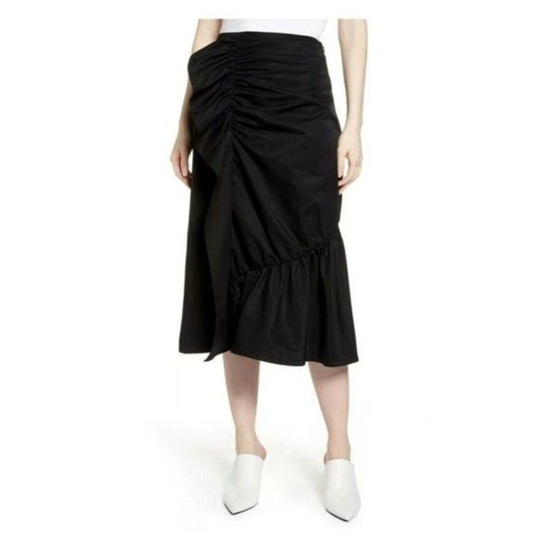 Halogen Black Ruffle Front Midi Skirt 4