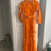 ASOS LONG SLEEVE RUFFLE DETAIL MAXI DRESSIN BRIGHT ORANGE SIZE 4