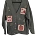 Vintage Mandal Bay Red Apples Country Cottage Button Up Cardigan XXL Green