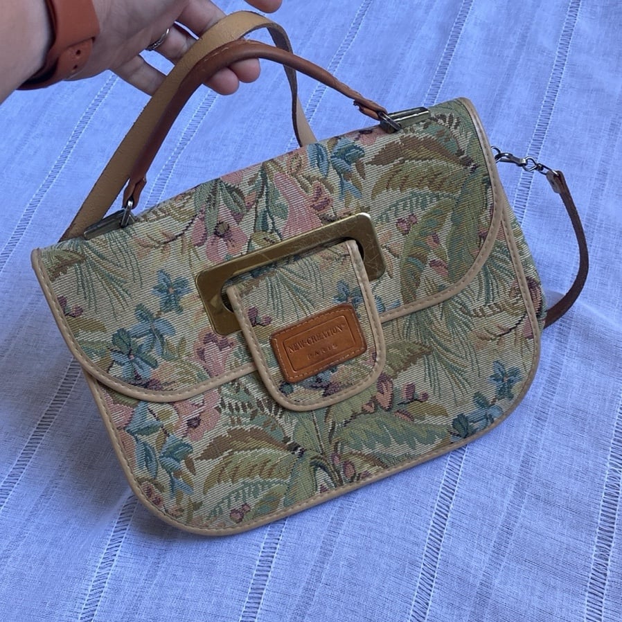 New Creation Paris vintage tapestry crossbody bag.