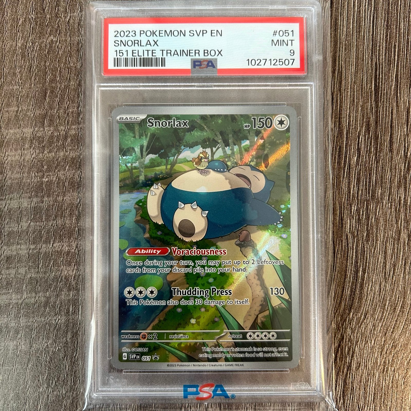 2023 Pokémon Snorlax 151 ETB PSA 9