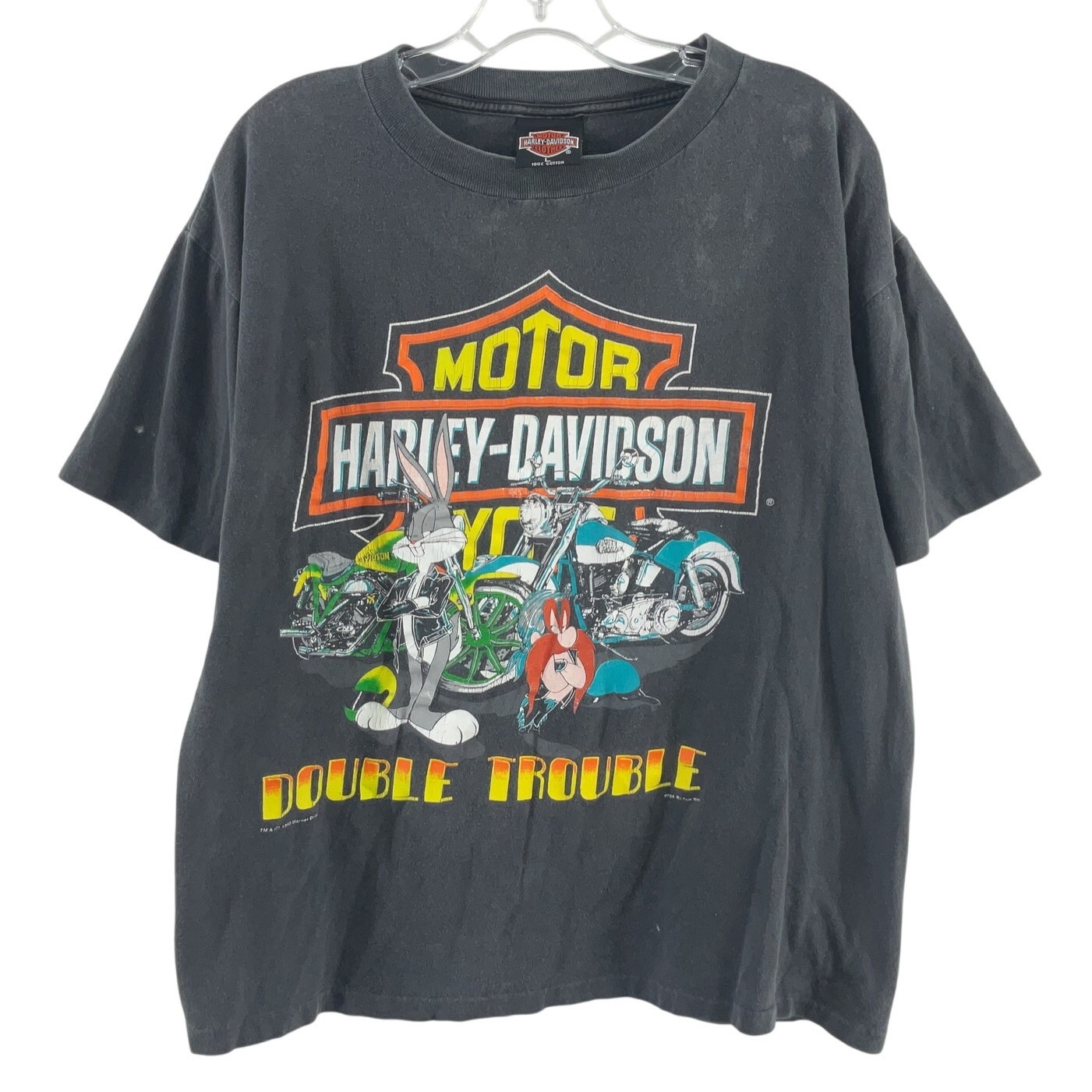 Harley Davidson Bugs Bunny Black Cotton T-Shirt Men's Size Large Pre-Owned