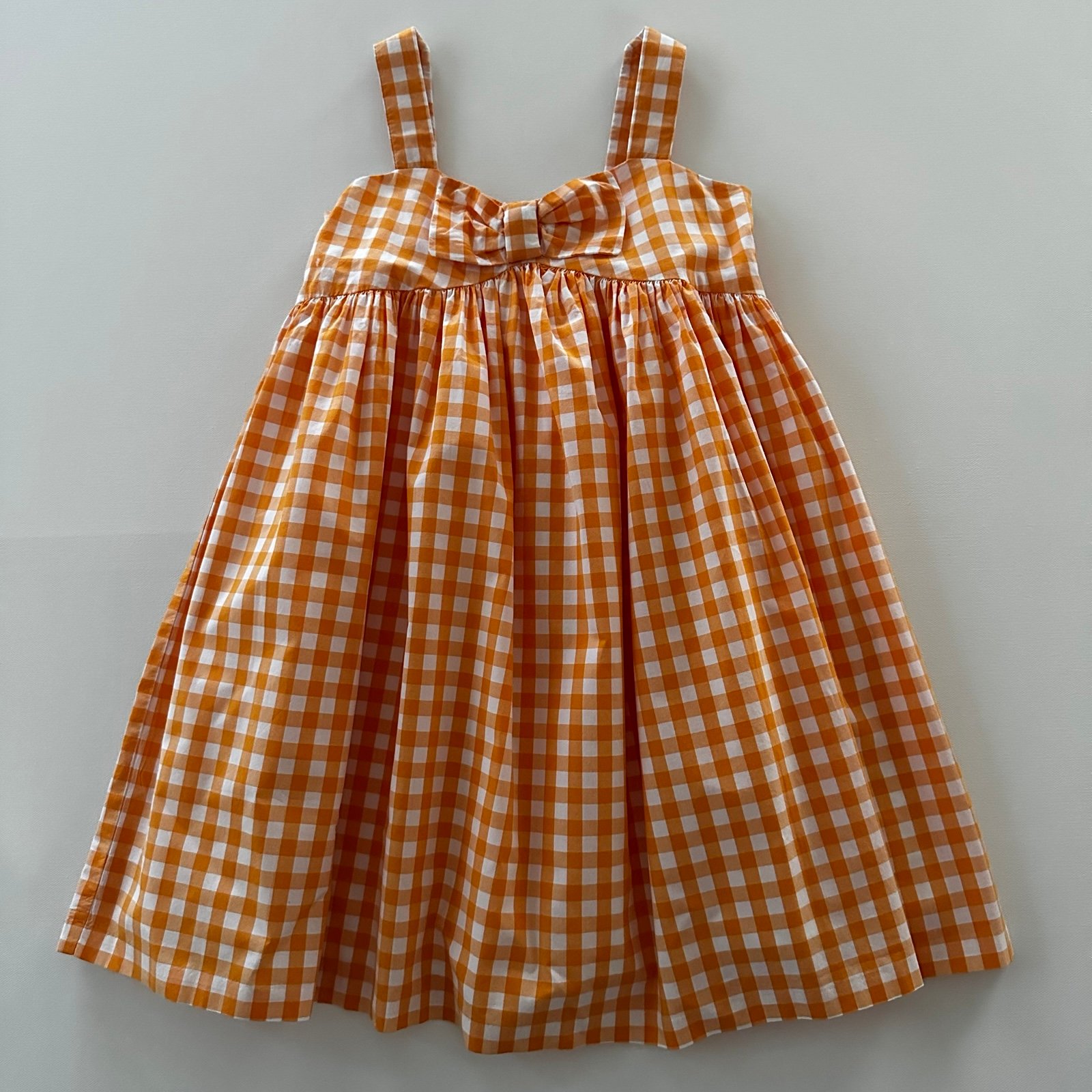 Janie and Jack Girls 8 Apricot Gingham The Sunshine Bow Dress Spring Summer