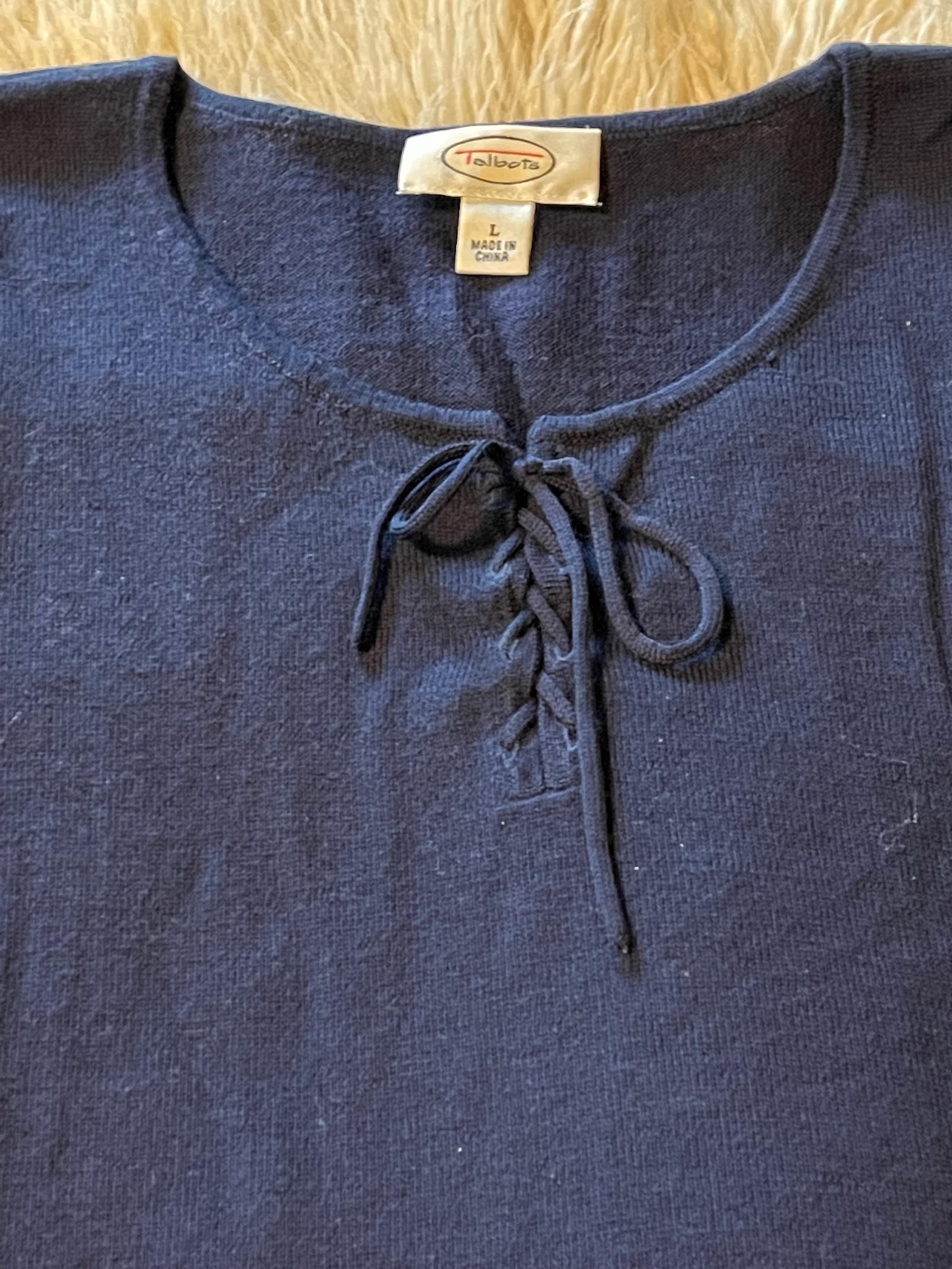 Talbots Navy Merino Wool Sweater size L