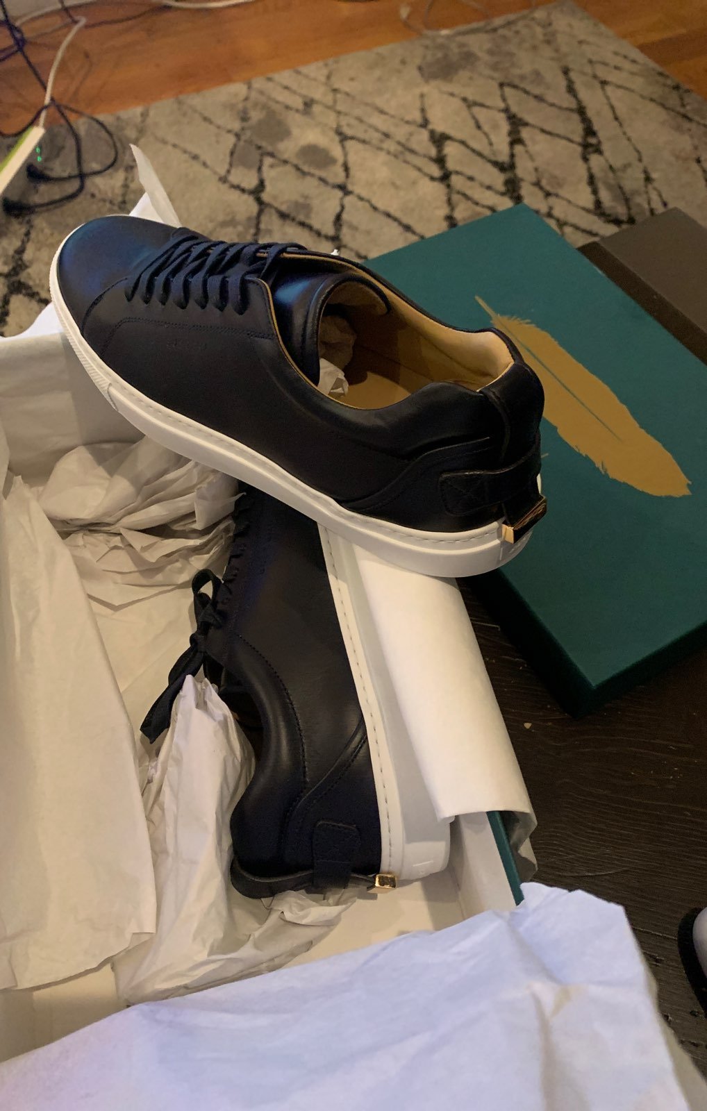 Buscemi Lyndon Flat Navy Blue Size 43
