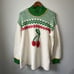 NEWFree People Cherry Heart Sweater Mini Dress Mock Neck Thick Green Red Boho XS