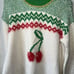 NEWFree People Cherry Heart Sweater Mini Dress Mock Neck Thick Green Red Boho XS