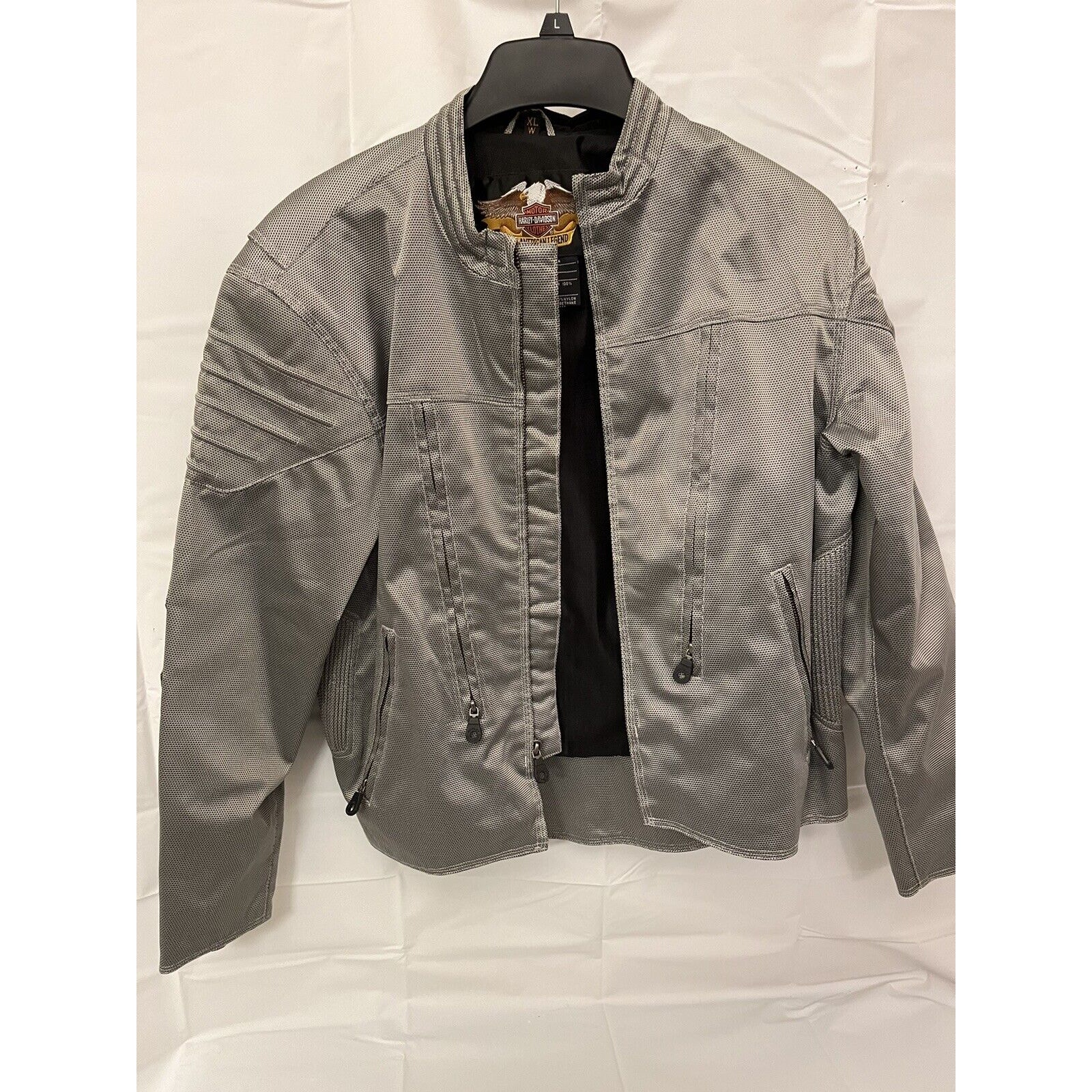 Harley Davidson Motorcycle Jacket Women’s Extra Large Silver With Stitched HD