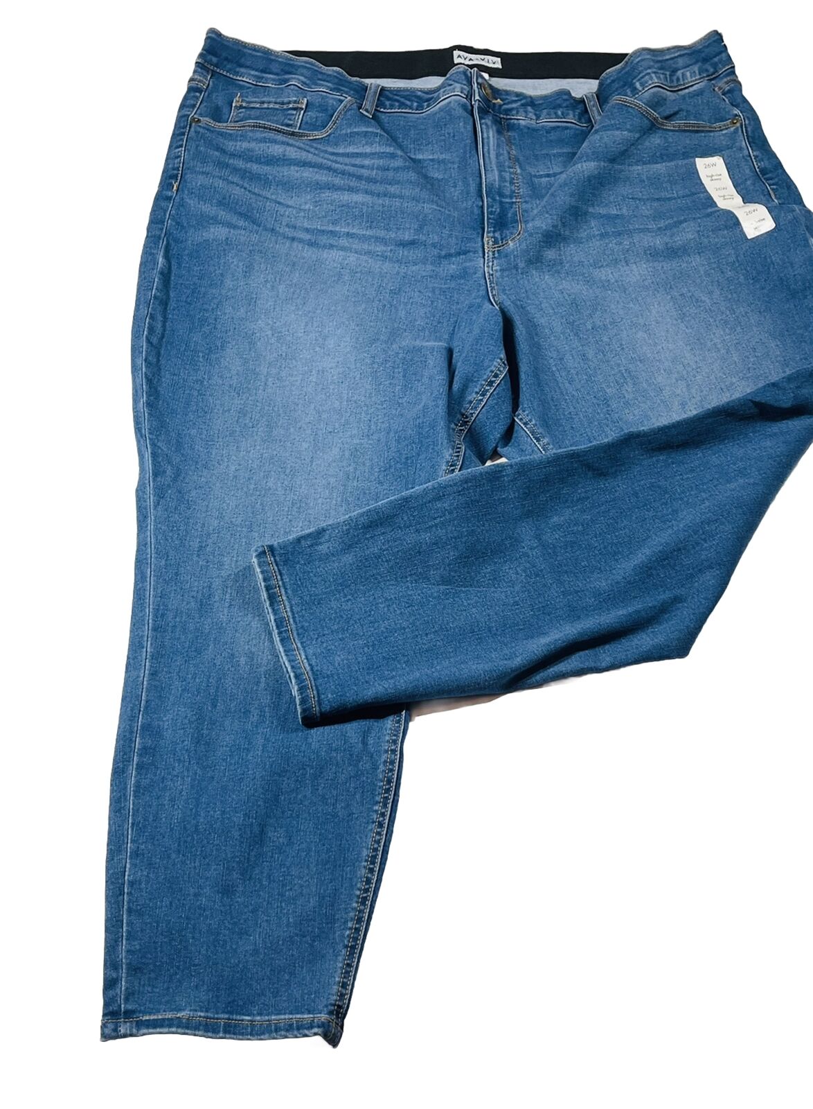 2 Women's Ava & Viv Ankle Jeans Size 26W (46 waist x 28 Inseam) Mid-Rise Skinny