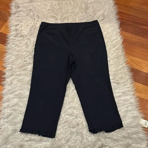 Tribal fia women’s navy blue cropped ruffled rayon pants size 14