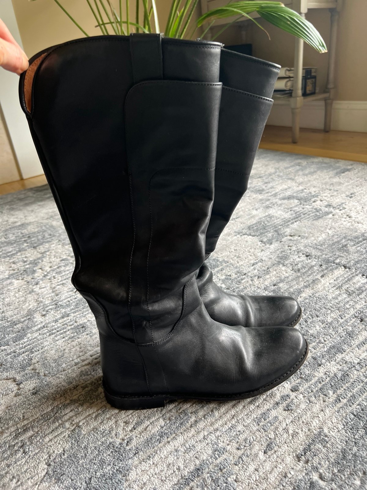 Frye Paige 3476530 woman tall riding pull on boots Black Leather Size 7.5