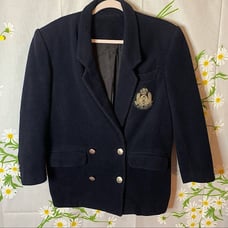 Vintage 80s Karl Helmut SHOW cotton field logo black wool sports coat blazer