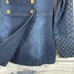 Venus Military Jean Jacket Distressed Gold Button Stretch Size 8