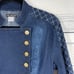 Venus Military Jean Jacket Distressed Gold Button Stretch Size 8