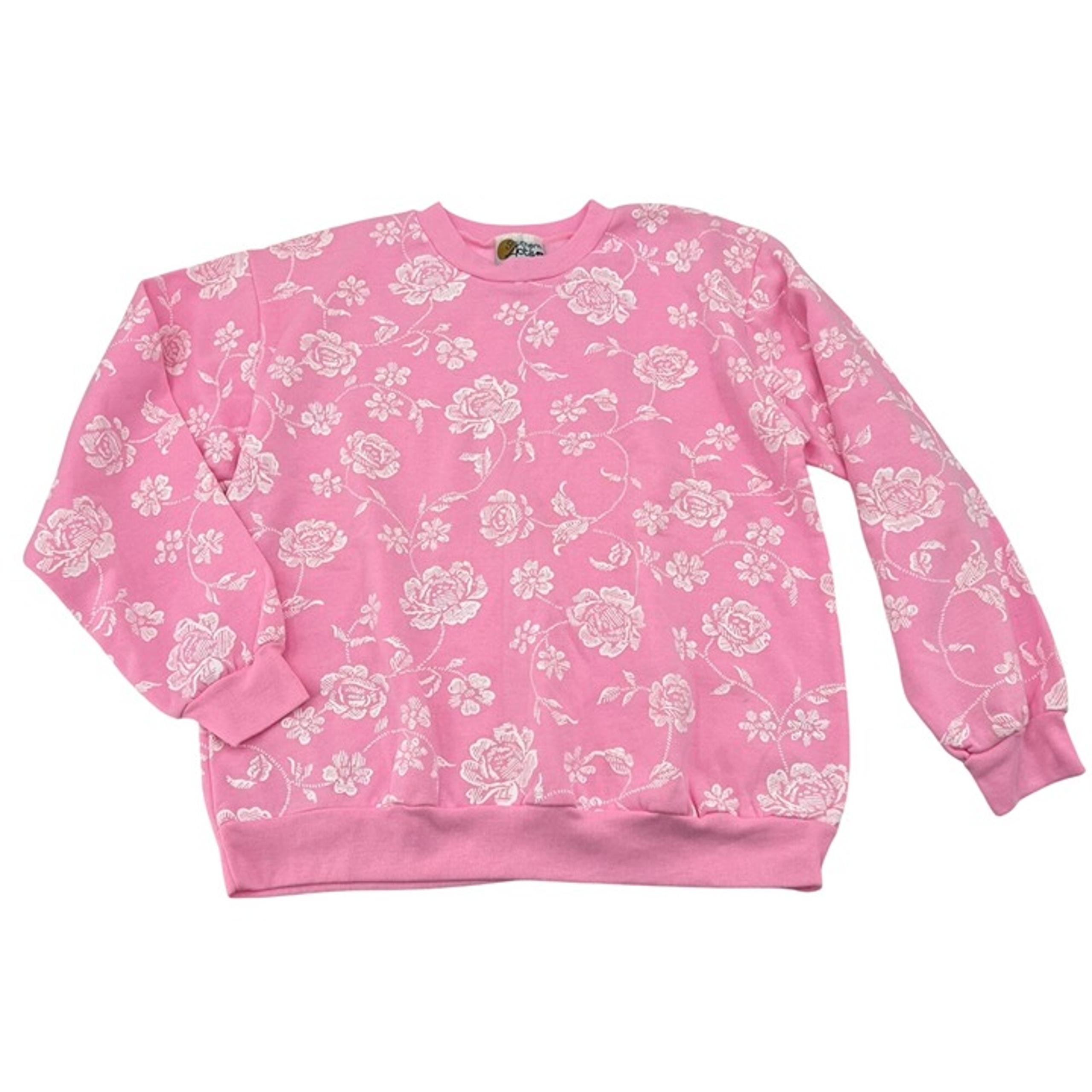 Vintage Pink Floral Womens Crewneck Sweatshirt By Southern Active Size Medium