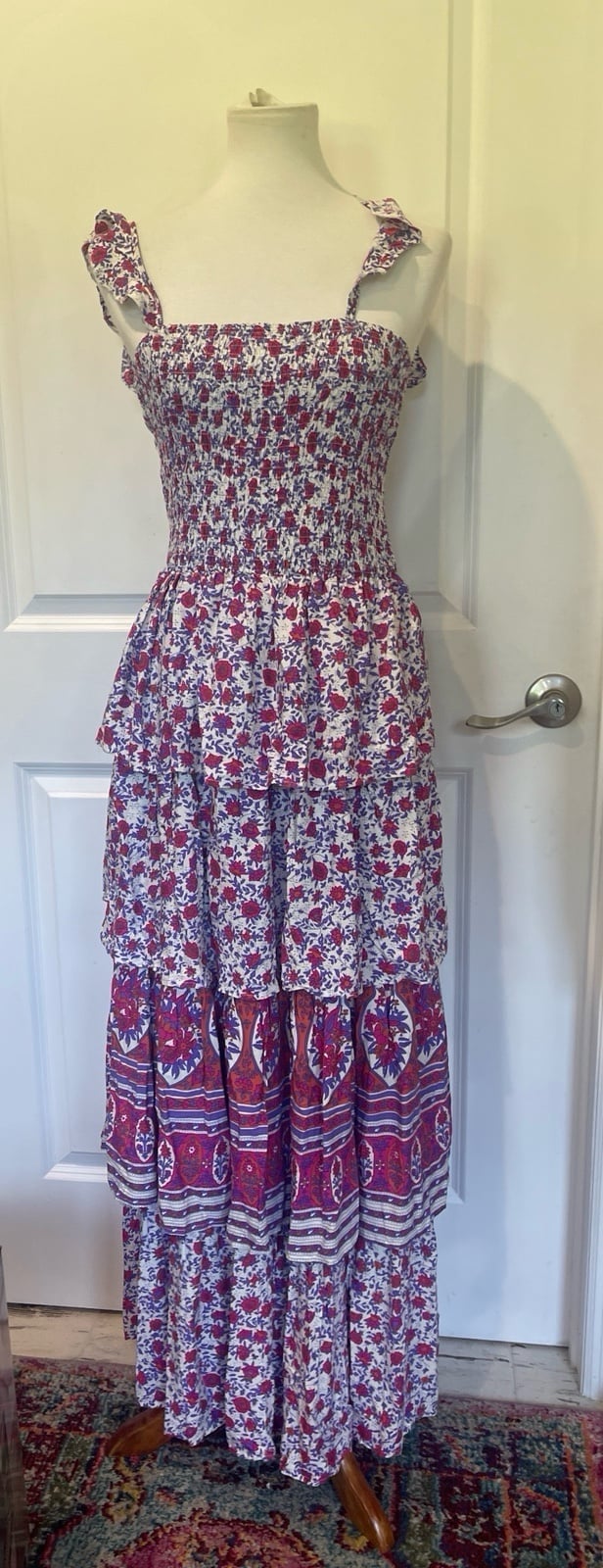 Anthropologie Abel the label floral ruched tiered maxi dress NWT