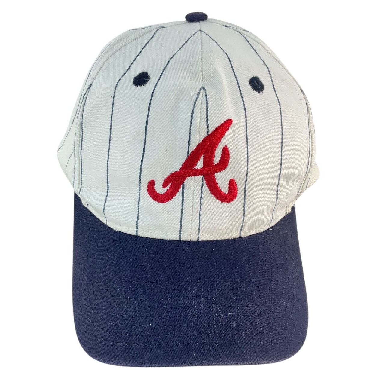 MLB Atlanta Braves White & Blue Pinstripe Baseball Cap Men’s One Size Pre-Owned