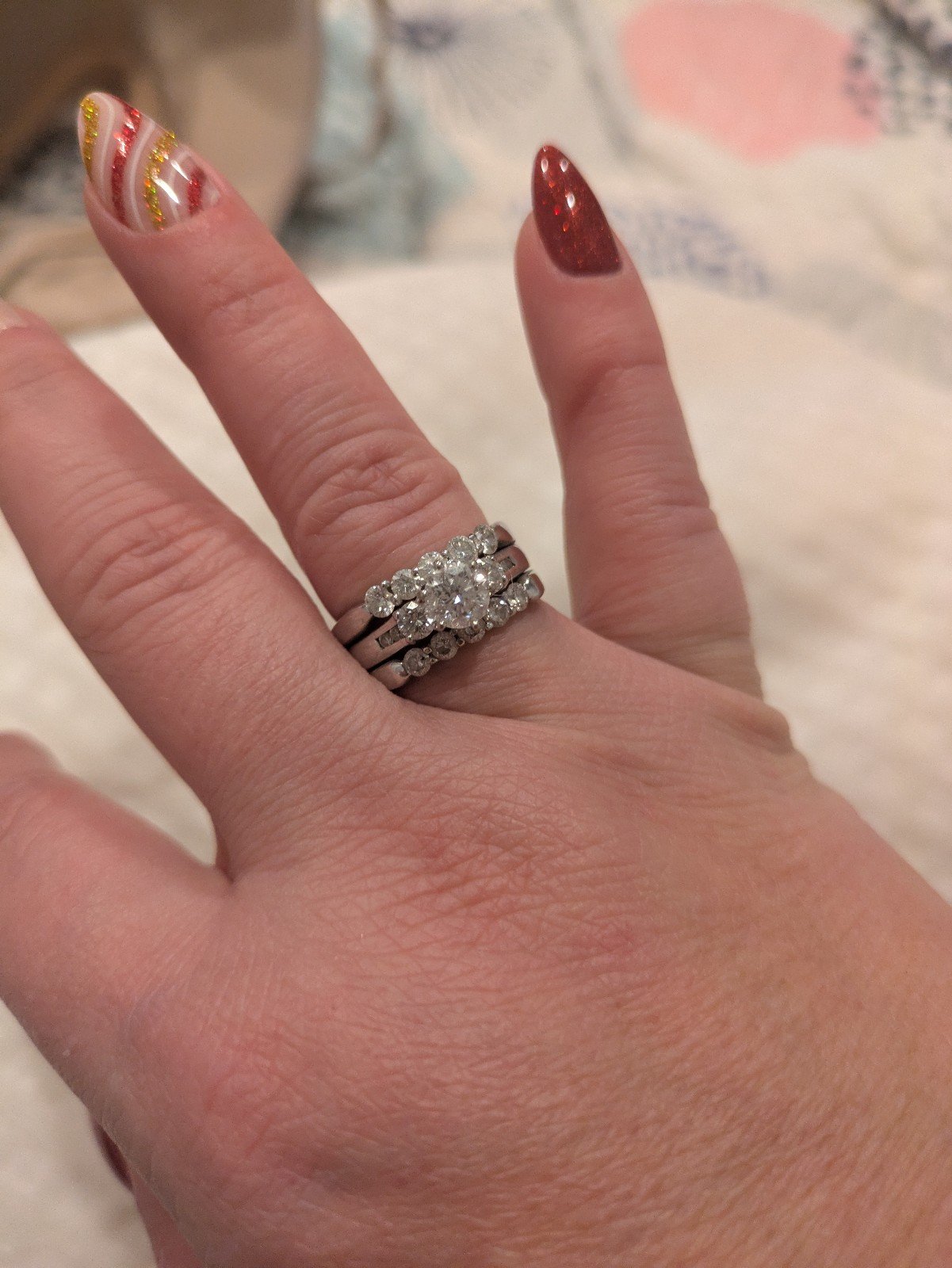 14kt gold wedding band set. 2.13 total carats.