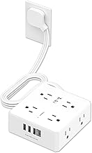 6 Ft Flat Extension Cord, Tcstei Ultra-Thin Flat Plug Surge Protecto