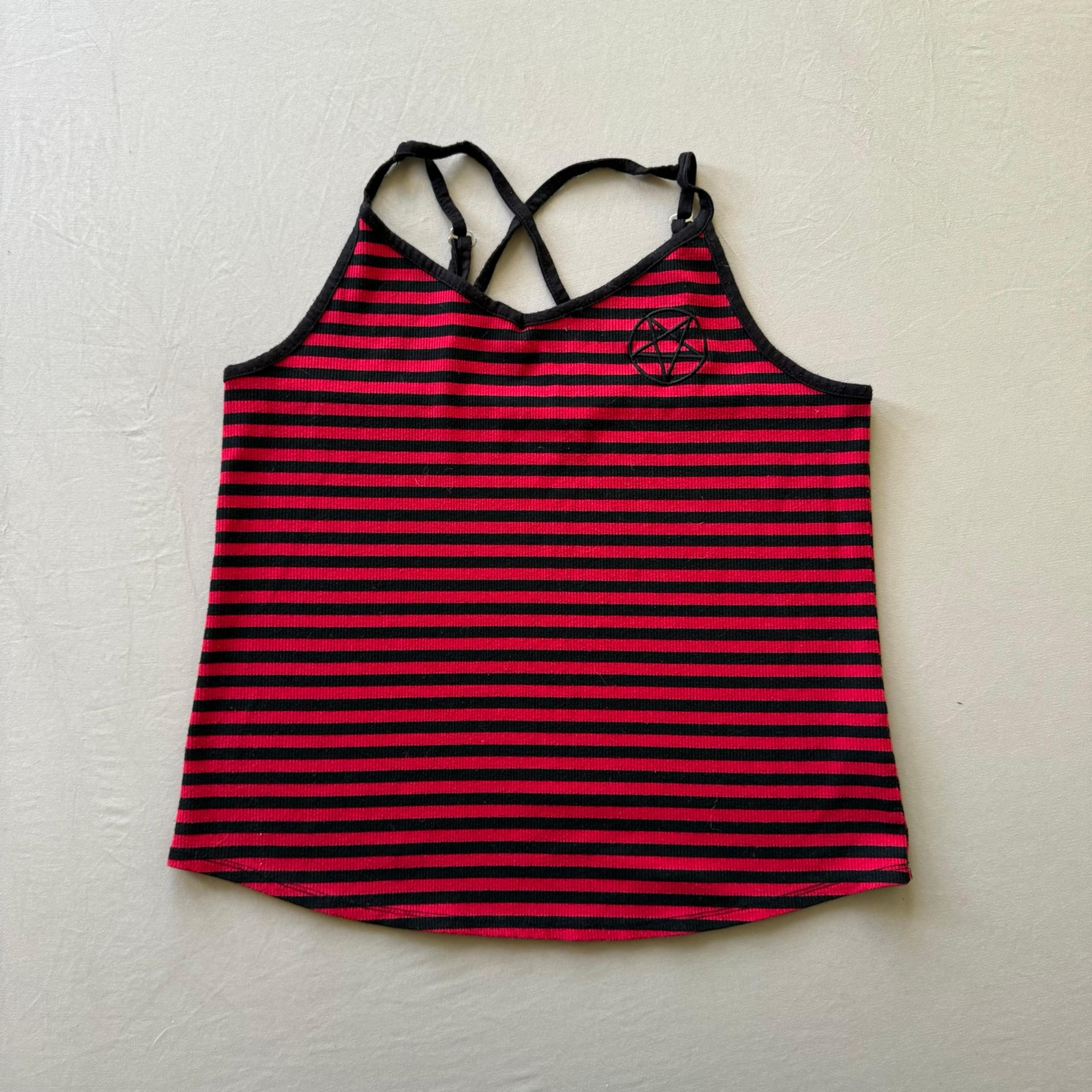 Hot Topic Stripe Pentagram Strappy Tank Top