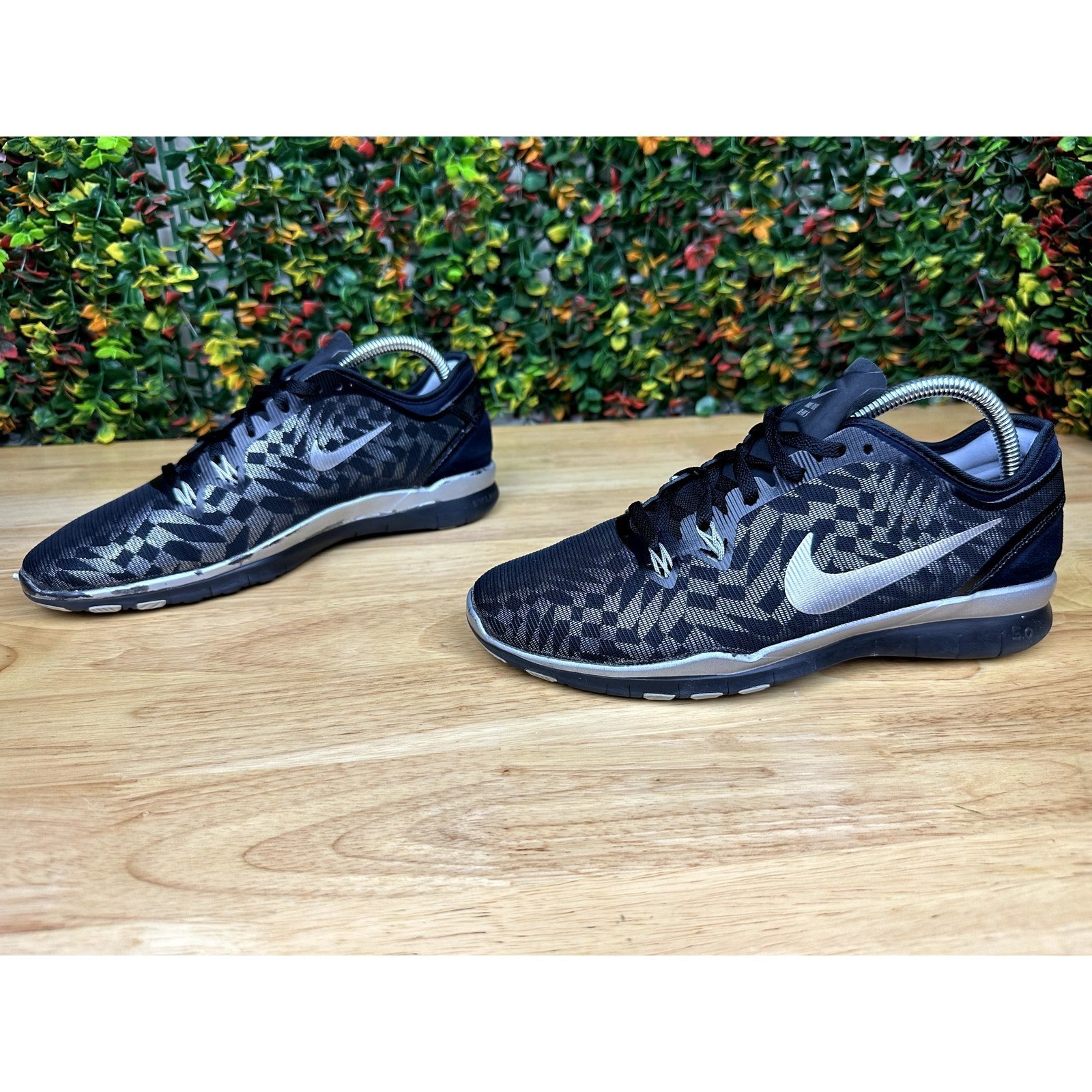 Nike Free Run 5.0 Running Shoes Training Black Hexagon Silver Gray Womens 8