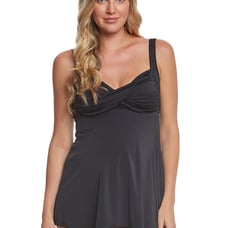 Prego Maternity Swimwear Solid Twist Baby Doll Tankini size LARGE
