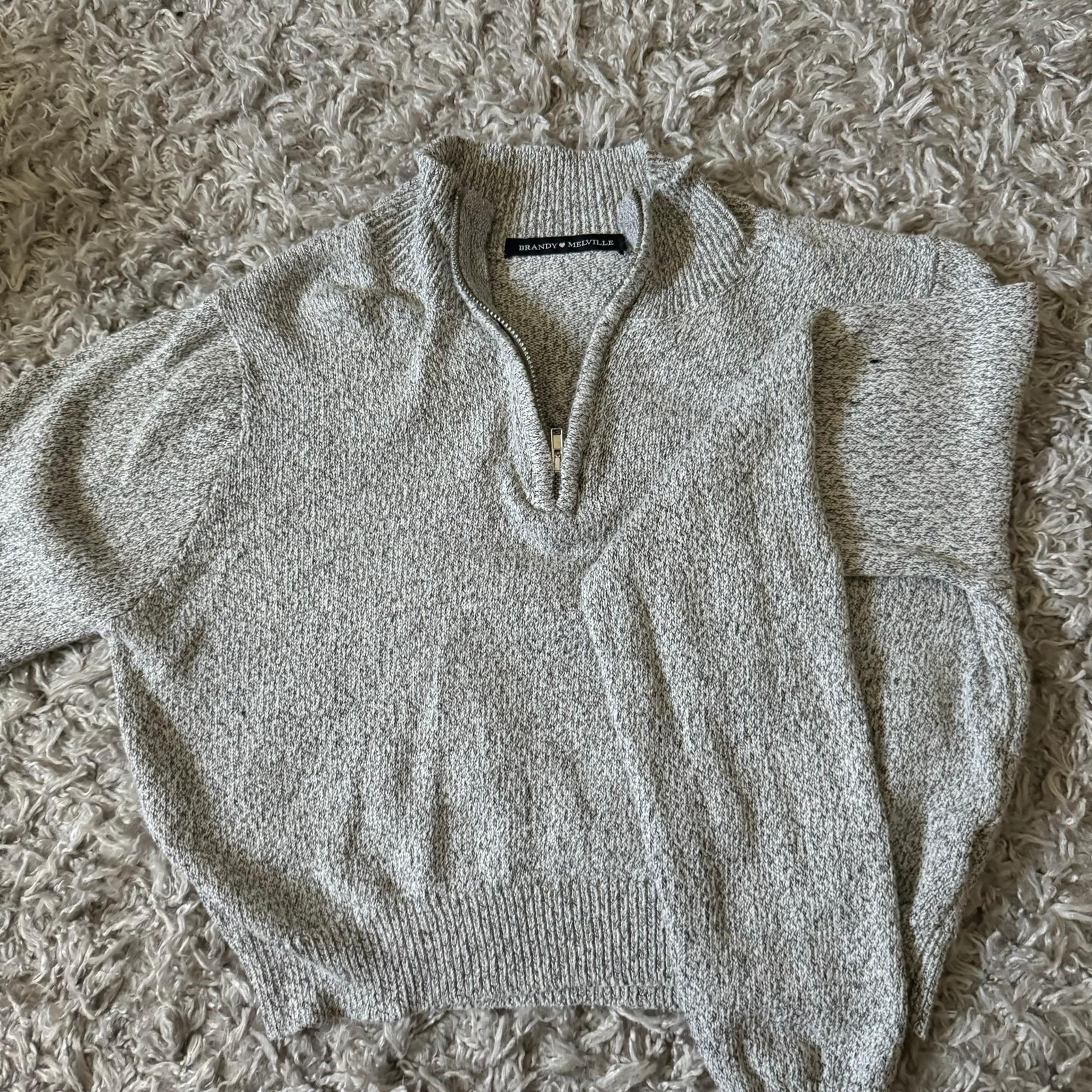 Brandy Melville Cropped Knit Quarter Zip