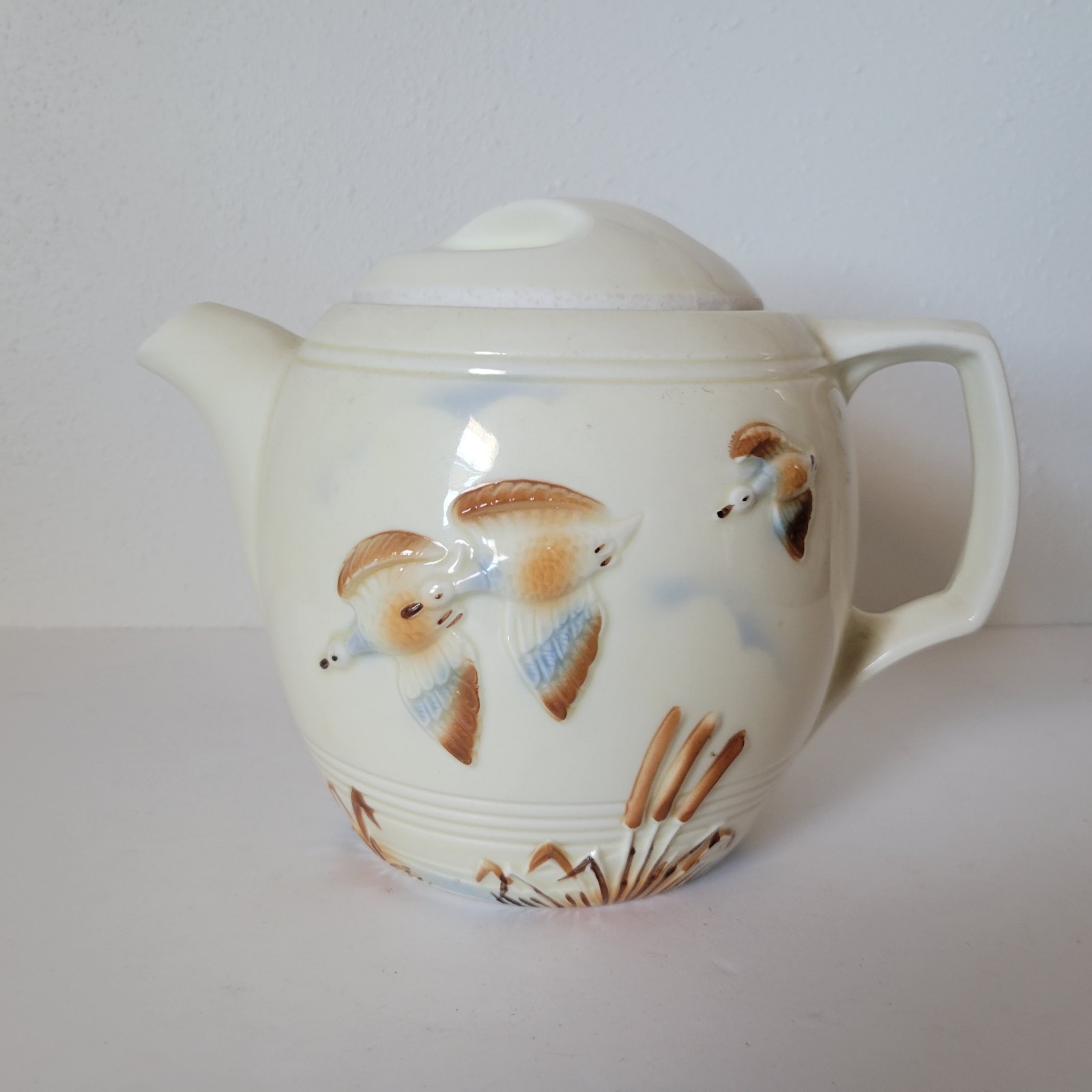 Vintage Porcelier Vitreous Hand Decorated Tea Pot