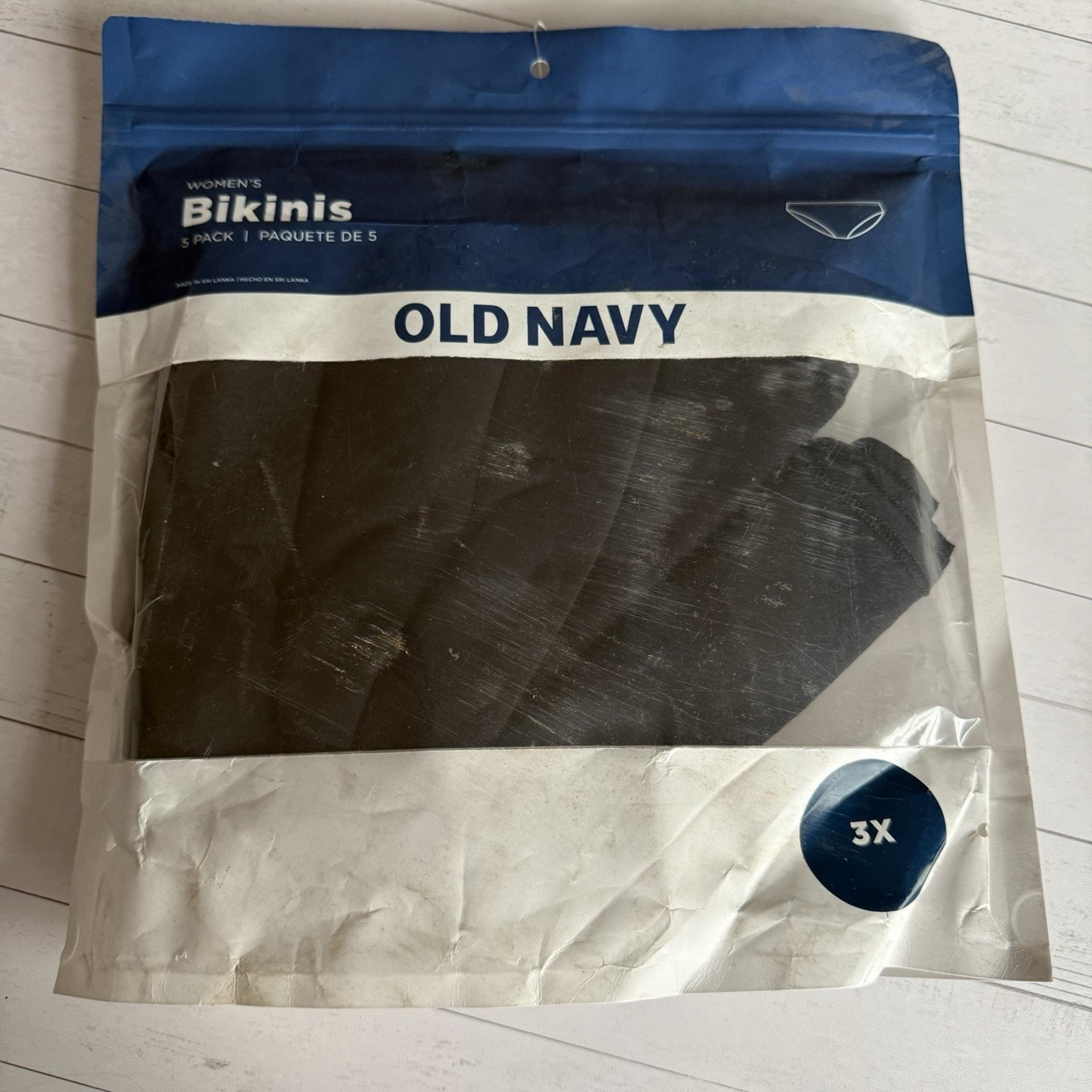 Old Navy Women’s Bikini Panties 5-Pack Black Size 3X Plus Underwear NWT