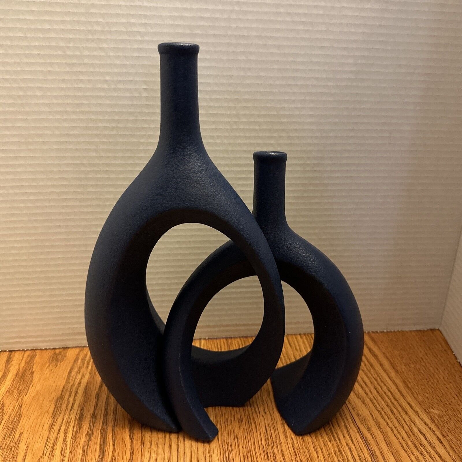 Navy Blue Vase Set of 2 Unique Hollow Bud Vase