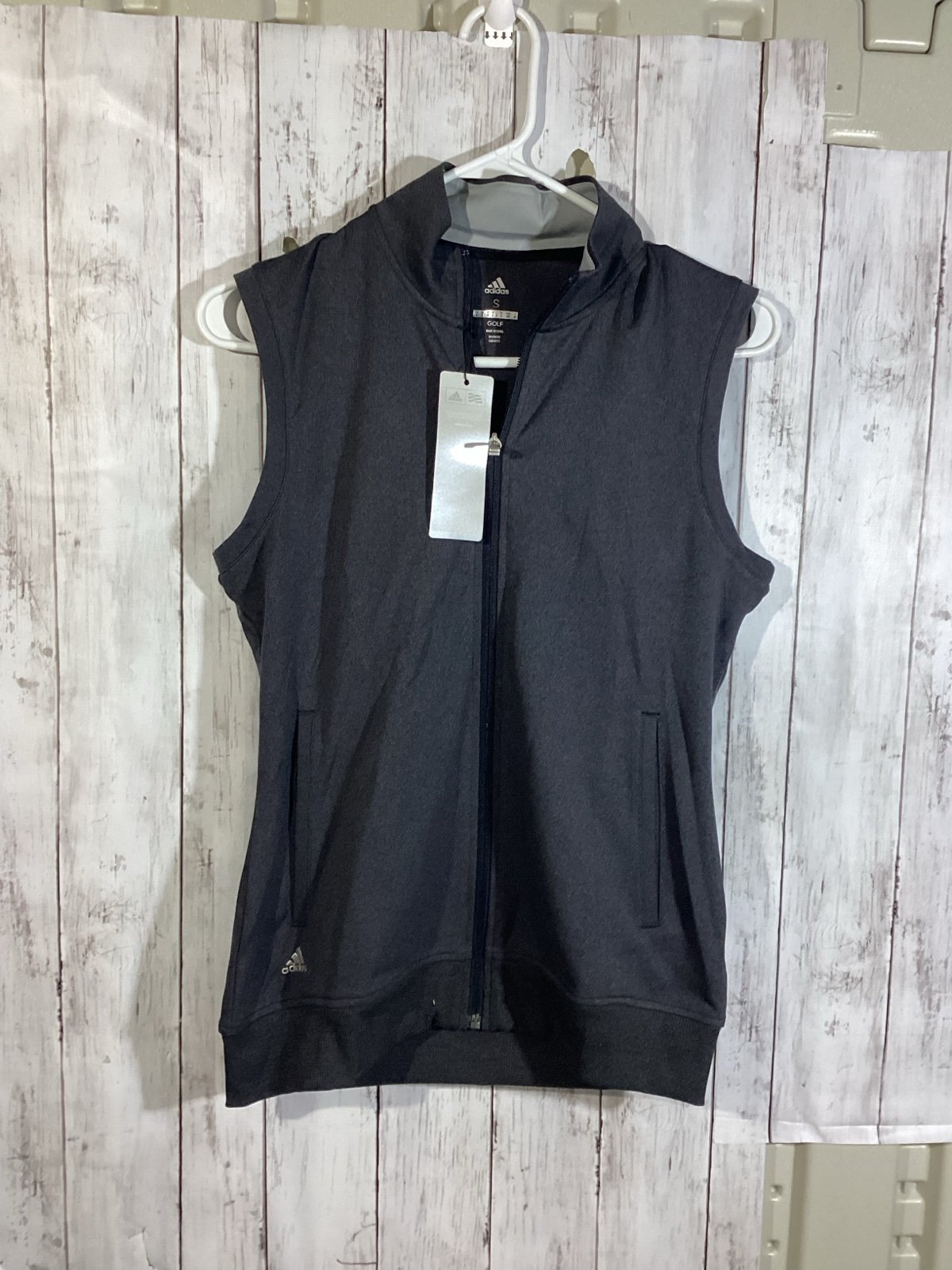 Adidas Women’s Golf Vest Gray Full Zip Polyester small Contemporary Sporty new