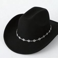Rhinestone decorated embellished black cowboy cowgirl hat NWT Adjustable
