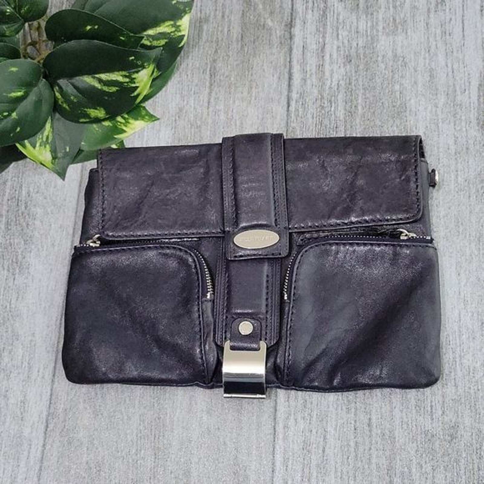 Jill Stuart Deep Navy Lamb Leather Clutch Bag