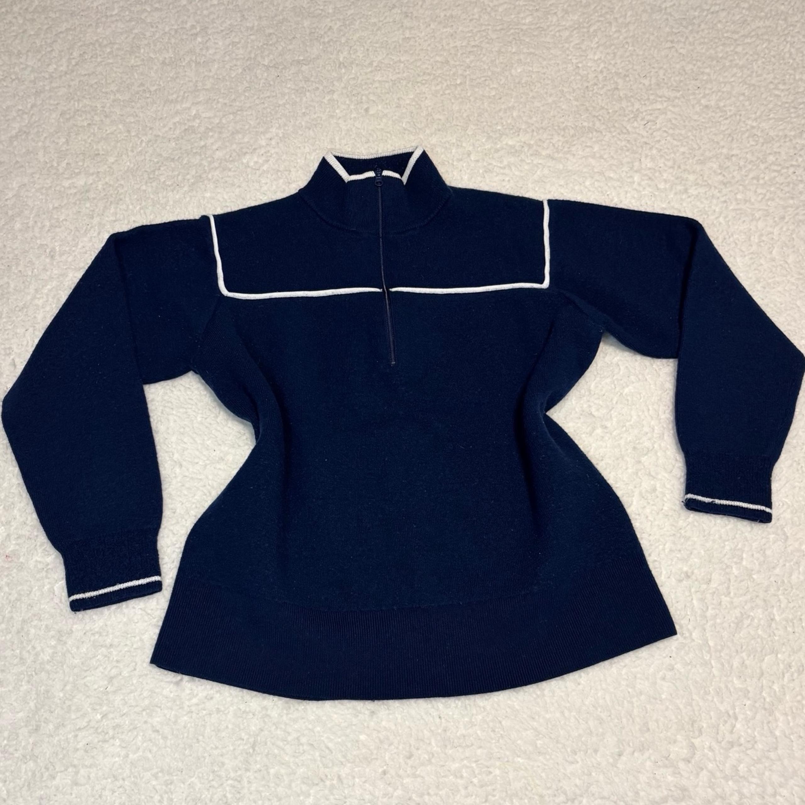 Vineyard Vines Women Blue Merino Wool Knit Half Zip Sweater