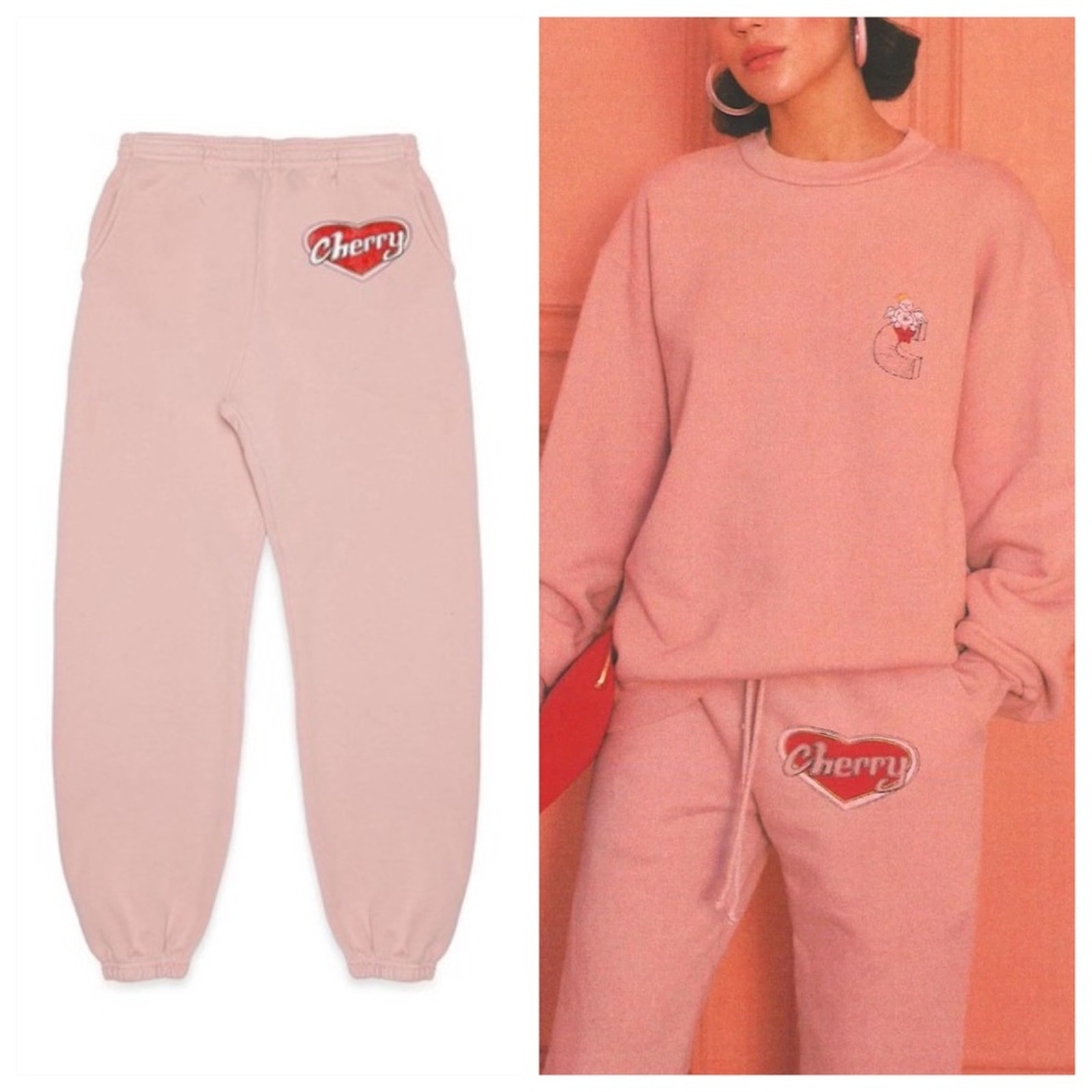 Cherry LA Valentine’s Day Sweatpants (Sz M) Limited Edition Fleece Blush