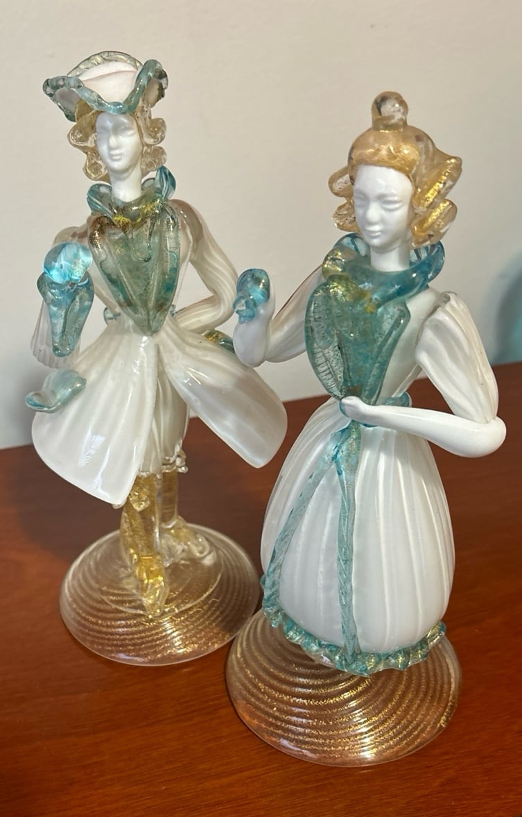 Vintage Pair of Murano Glass Figurines, Italy, circa 1950