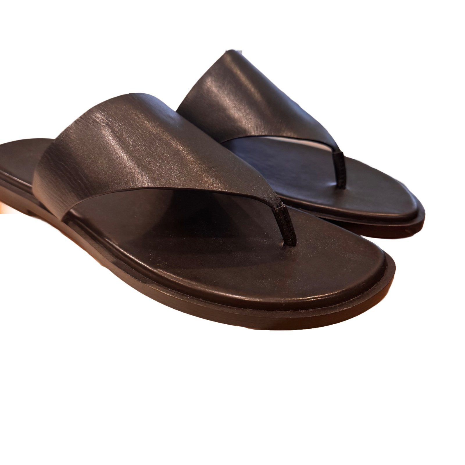 【日本入手困難】Brushed leather thong sandals NEW! Vince Ellis Women's Black Leather Thong Flat Sandals