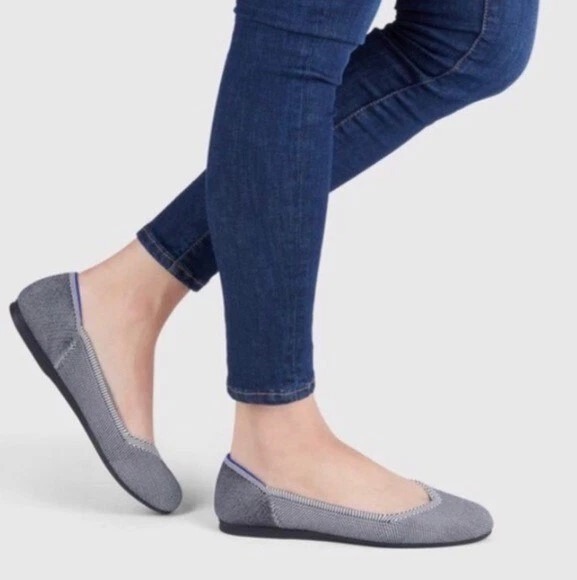 Rothy's The Flat Round Toe Birdseye In Cloud Gray Slip On Ballet Flats