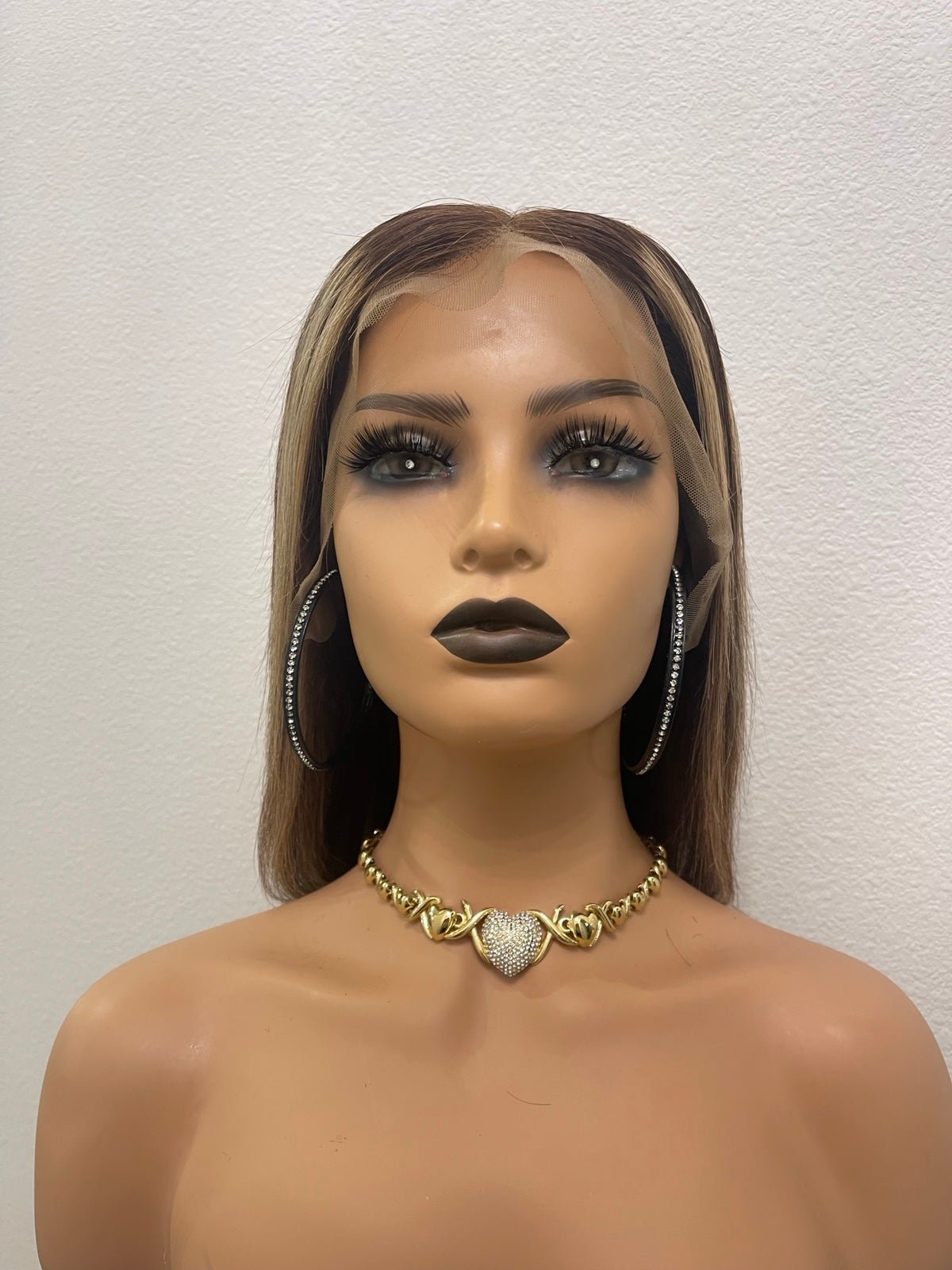 10” 13x4 Full Frontal Highlighted Human Hair Bob Wig