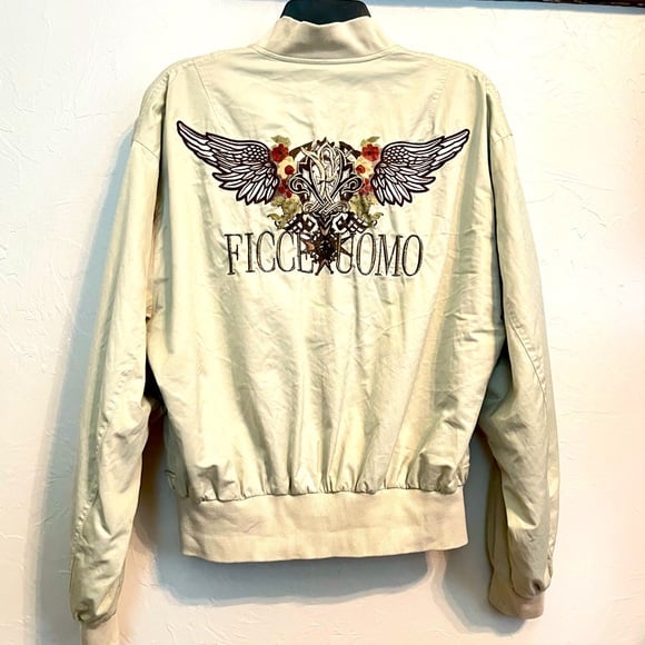 Yoshiyuki Konichi Ficce Uomo x Vintage Embroidered Wing Bomber Jacket Sz M Japan