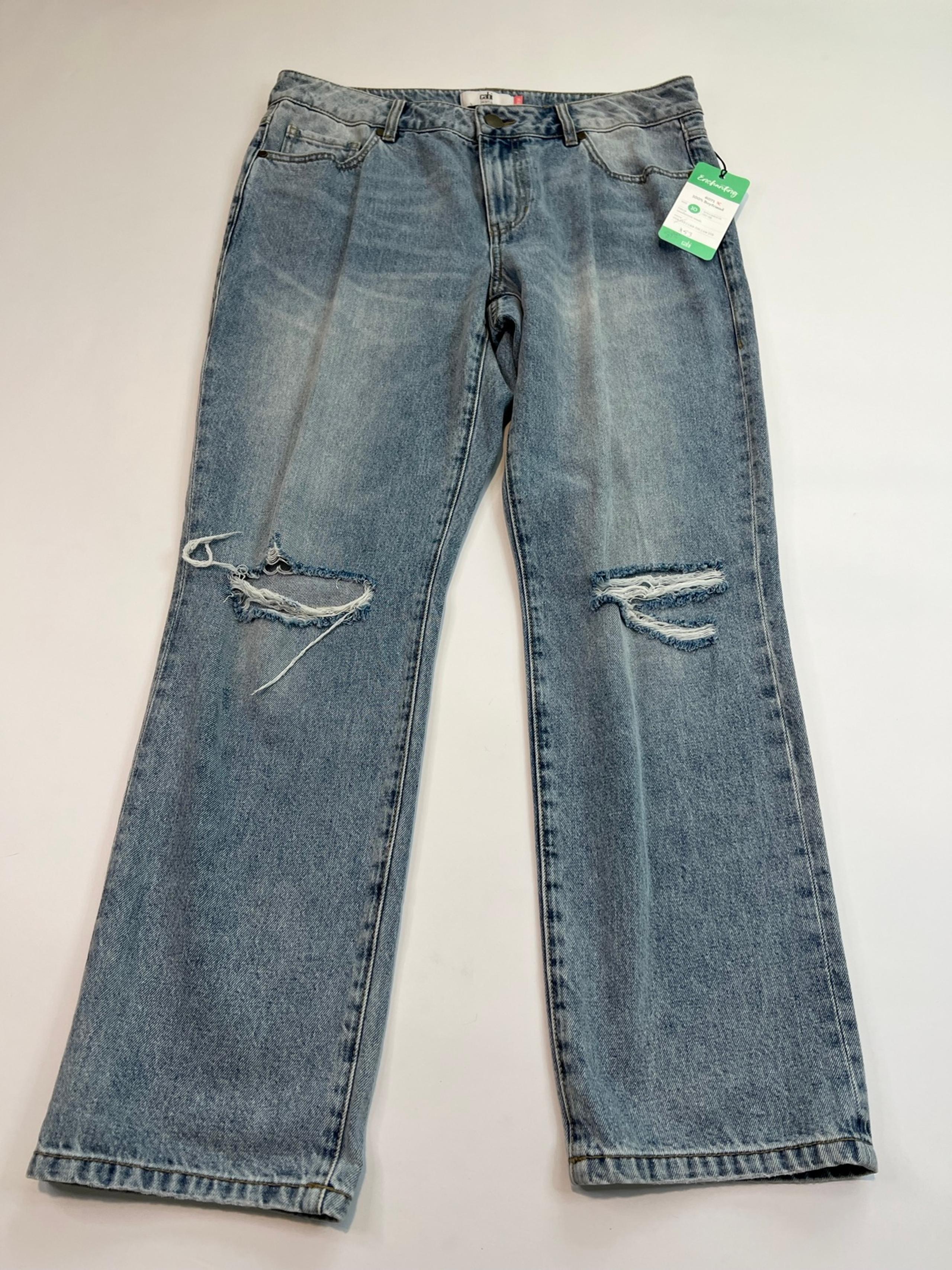 NWT CAbi Boyfriend Jeans #6071 100% BF Relaxed Straight Leg Distressed Denim 10