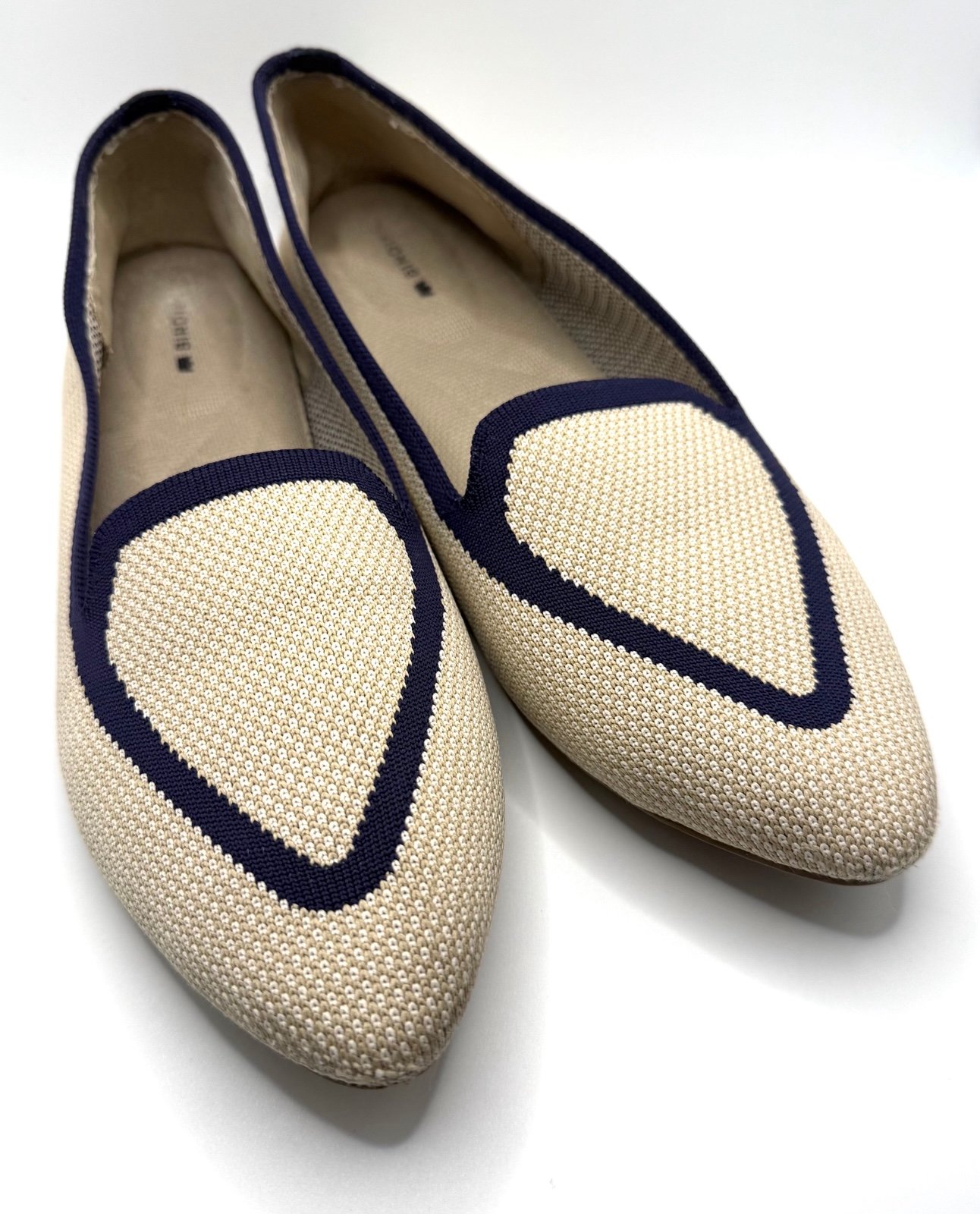 Birdies Blackbird Eggshell Navy Knit Pointed Toe Flats-Size 9.5