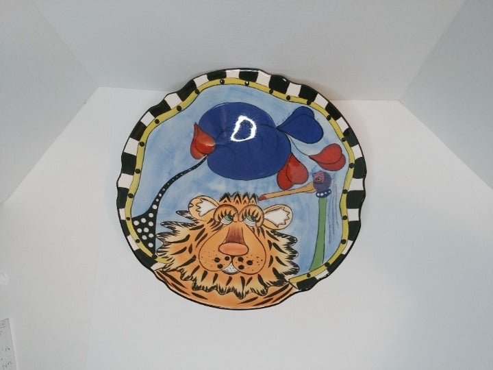 Walter the Tiger & Bird Large Ceramic Footed Bowl NIB