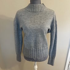 Gray Turtleneck Sweater with back Keyhole Detail